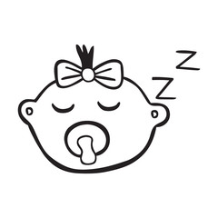Isolated sleeping baby with pacifier vector icon