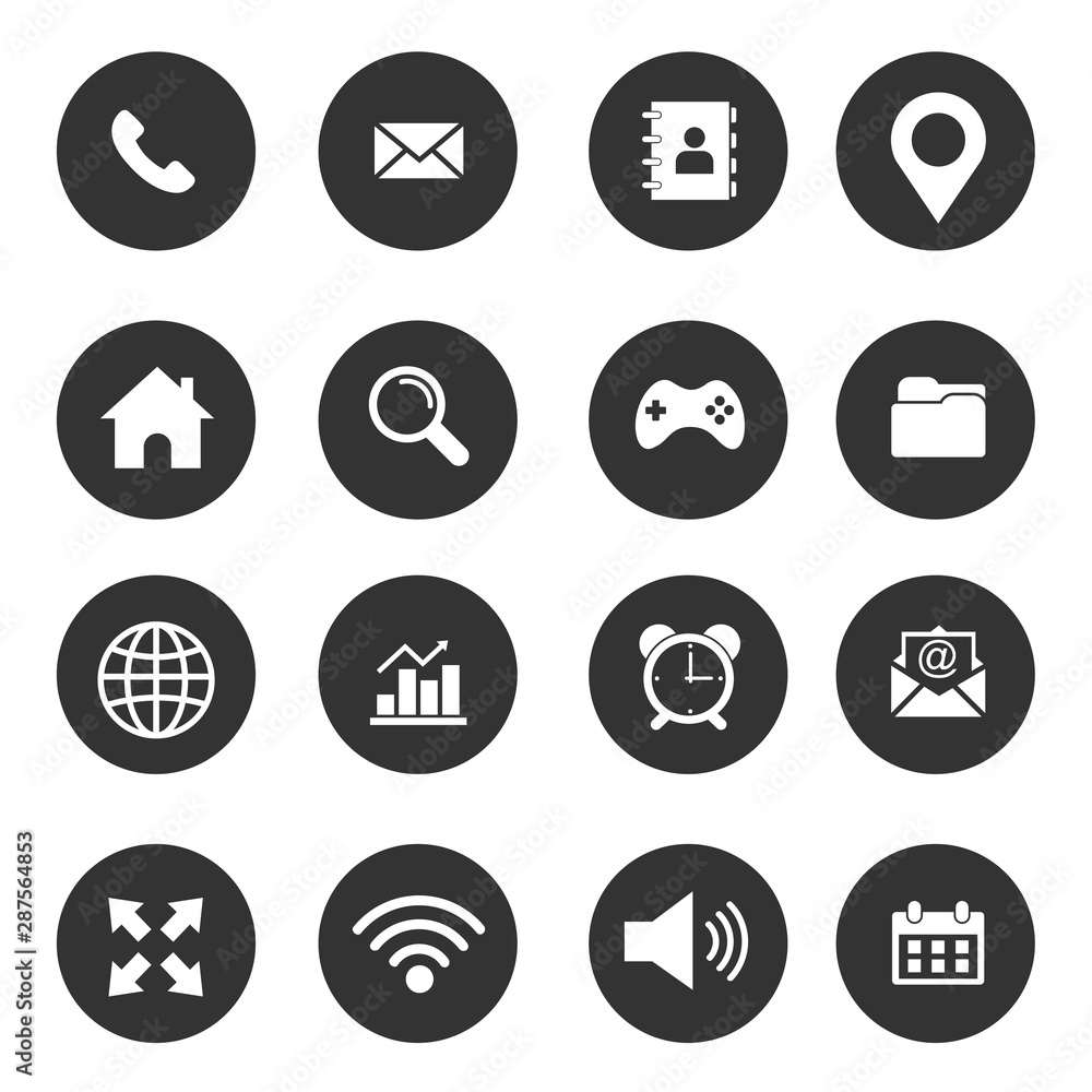 Poster website icon set vector design symbol contact us