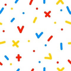 Handmade graphic seamless pattern. Abstract swatch for design brthday gift card, modern party invitation, season shop sale, holiday advertising, wrapping paper, bag print, baby nappy etc.