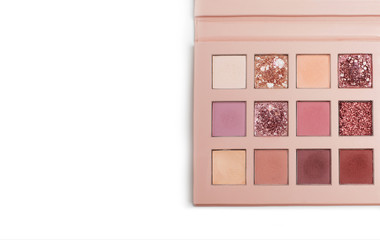 Set of eyeshadows of pink shades. Space for text