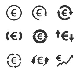 euro exchange icon set, currency convert, finance signs