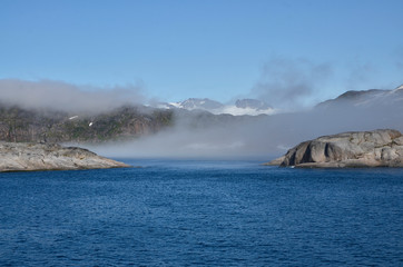 Nebel im Prins Christian Sund, Grönland
