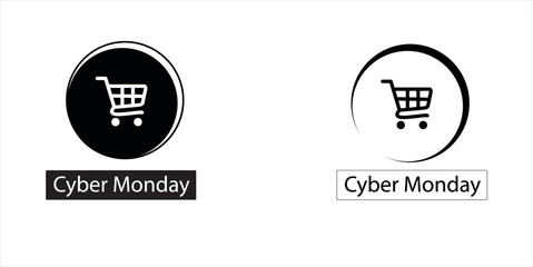 Cyber Monday Logo Concept - Vector Line Art illustration