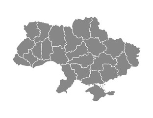 Ukraine map with areas, flat vector illustration