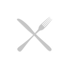 fork and knife flat color icon, vector