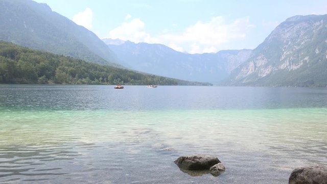 Outdoor water sport and recreation activities on Slovenian Lake Bohinj