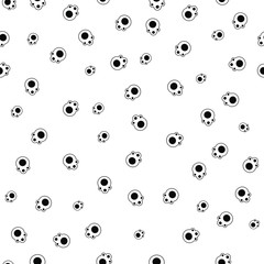 Seamless pattern with animal paws, cartoon design. Vector illustration. Objects isolated on white background. Black and white.