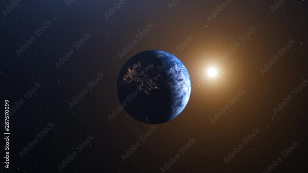 Wall mural the world from space satellite 3d rendering. high quality 4k detailed shot of planet earth, push in 