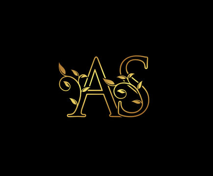 Initial letter A and S, AS, Gold Logo Icon,   classy gold letter monogram logo icon suitable for boutique,restaurant, wedding service, hotel or business identity. 