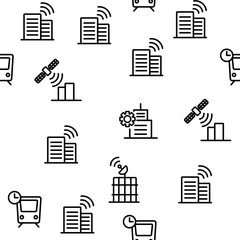 Smart City Vector Seamless Pattern Thin Line Illustration