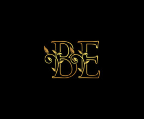 Initial letter B and E, BE, Gold Logo Icon,   classy gold letter monogram logo icon suitable for boutique,restaurant, wedding service, hotel or business identity. 