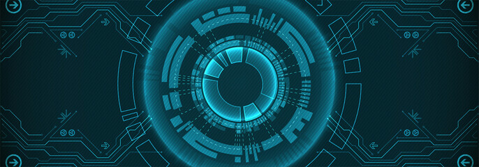 Abstract circle technology concept. Circuit board, high computer color background.