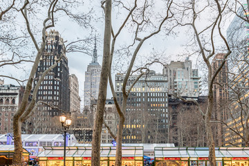 New York City, NY, USA - December, 2018 - Christmas Holidays at Bryant Park.