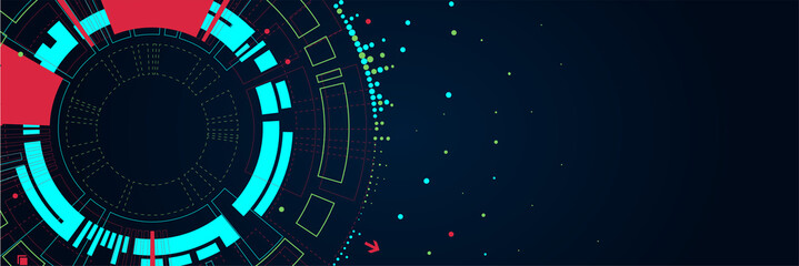 Abstract circle technology concept. Circuit board, high computer color background.