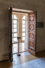Passage from the main hall to the side corridor in the catholic Christian Transfiguration Church...