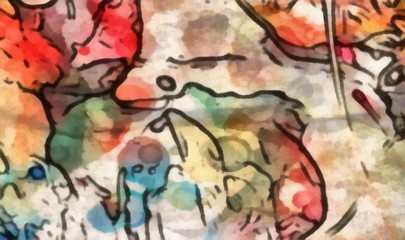 Creative painting pictorial art. Colorful wallpaper in modern style. Abstract texture background. Digital artwork for graphic design or pints on canvas. Stock. Can be used as conceptual pattern.