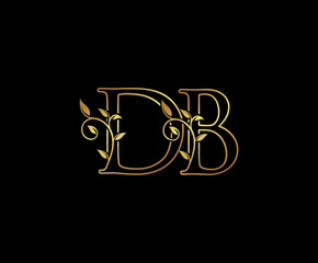 Initial letter D and B, DB, Gold Logo Icon,   classy gold letter monogram logo icon suitable for boutique,restaurant, wedding service, hotel or business identity. 