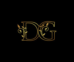 Initial letter D and G, DG, Gold Logo Icon,   classy gold letter monogram logo icon suitable for boutique,restaurant, wedding service, hotel or business identity. 