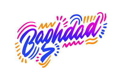 Baghdad handwritten city name.Modern Calligraphy Hand Lettering for Printing,background ,logo, for posters, invitations, cards, etc. Typography vector.