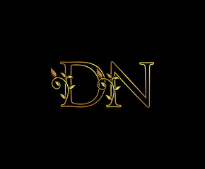 Initial letter D and N, DN, Gold Logo Icon,   classy gold letter monogram logo icon suitable for boutique,restaurant, wedding service, hotel or business identity. 