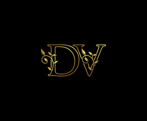 Initial letter D and V, DV Gold Logo Icon,   classy gold letter monogram logo icon suitable for boutique,restaurant, wedding service, hotel or business identity. 