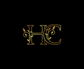 Initial letter H and C, HC, Gold Logo Icon,   classy gold letter monogram logo icon suitable for boutique,restaurant, wedding service, hotel or business identity. 