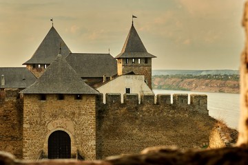 Fototapeta premium Medieval fortress in the Khotyn town Ukraine
