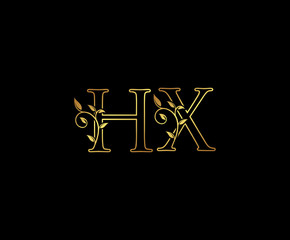 Initial letter H and X, HX, Gold Logo Icon,   classy gold letter monogram logo icon suitable for boutique,restaurant, wedding service, hotel or business identity. 
