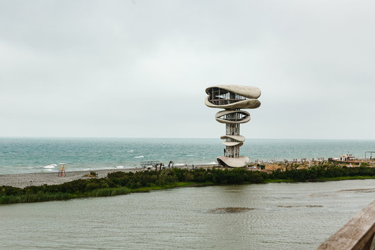Abstract metal construction located in Anaklia, Samegrelo (Mingrelia), Georgia MAY 2019