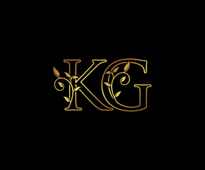 Initial letter K and G, KG, Gold Logo Icon,   classy gold letter monogram logo icon suitable for boutique,restaurant, wedding service, hotel or business identity. 