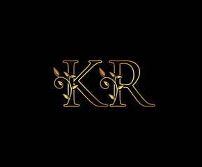 Initial letter K and R, KR, Gold Logo Icon,   classy gold letter monogram logo icon suitable for boutique,restaurant, wedding service, hotel or business identity. 