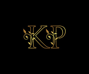 Initial letter K and P, KP, Gold Logo Icon,   classy gold letter monogram logo icon suitable for boutique,restaurant, wedding service, hotel or business identity. 