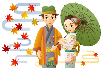 紅葉の中の恋人