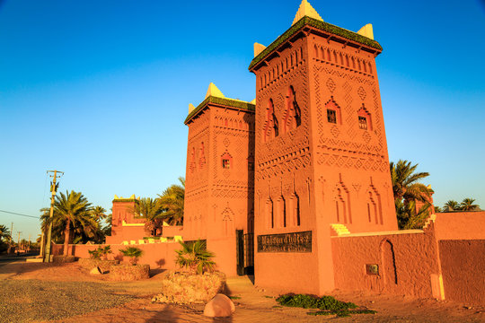 M'hamid, Morocco - February 22 2016: Chez le Pacha hotel outside view