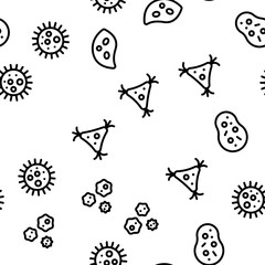 Pathogen Vector Seamless Pattern Thin Line Illustration