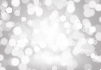 Abstract background with White bokeh on gray background. christmas blurred beautiful shiny Christmas lights.