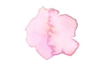 Abstract watercolor and acrylic blot painting. Pink and  lilac Color design element. Texture paper. Isolated on white background.