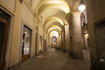The town of Turin in Italy photographed at night