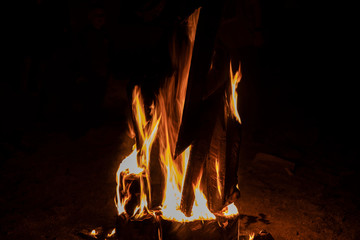 wood bonfire motion at night darkness environment 