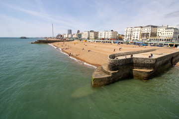 Brighton UK, 10th July 2019: The famous beautiful Brighton Beach and Seafront showing the coastline...