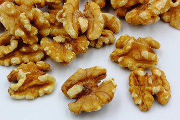 walnuts on white background
