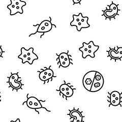 Pathogen Vector Seamless Pattern Thin Line Illustration