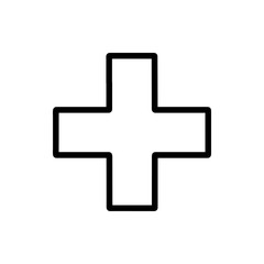 Flat line minimal cross icon. Simple vector cross icon. Isolated cross icon for various projects.
