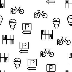 Parking Vector Seamless Pattern Thin Line Illustration