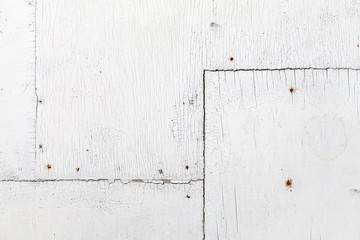 Old white plywood wall, background