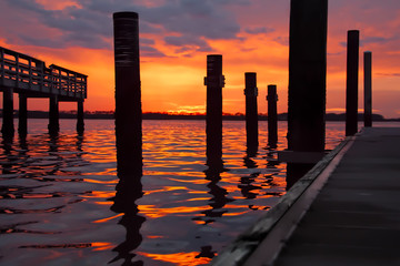 sunset on pier 