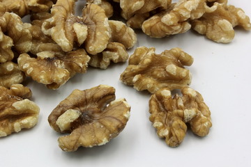 walnuts on white background