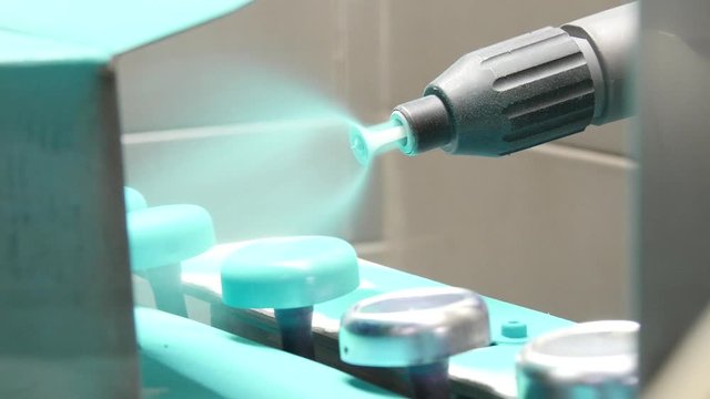 Factory production line, coating with paint