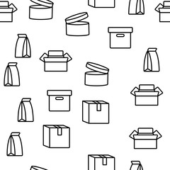 Packaging Types Vector Seamless Pattern Thin Line Illustration