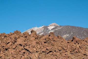 Pico del Teide and a lava wall, Tenerife